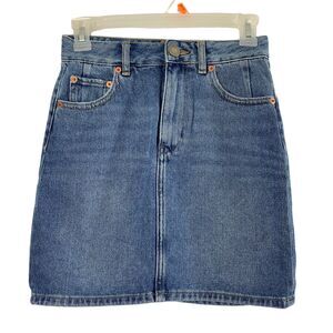 ASOS Jean Skirt Womens 4 Straight Short Medium‎ Wash Denim Mini